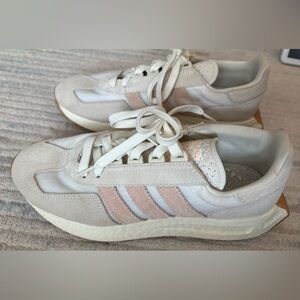 Adidas Women's Cream and Pink Sneakers
